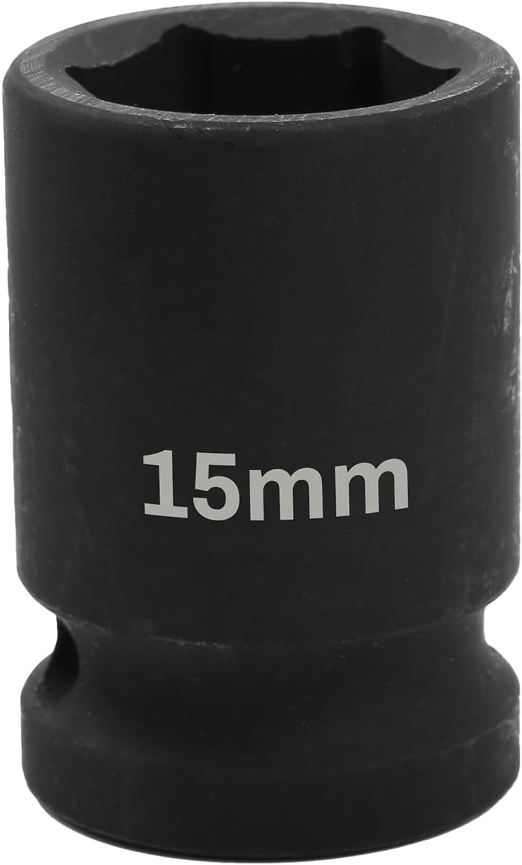 SUNKOO 1/2 Inch Drive 15mm Deep Impact Socket, CR-MO 6 Point Heavy Duty Metric Axle Nut Socket for Easy Removal of Axle and Wheel Hub Nuts - Image 1
